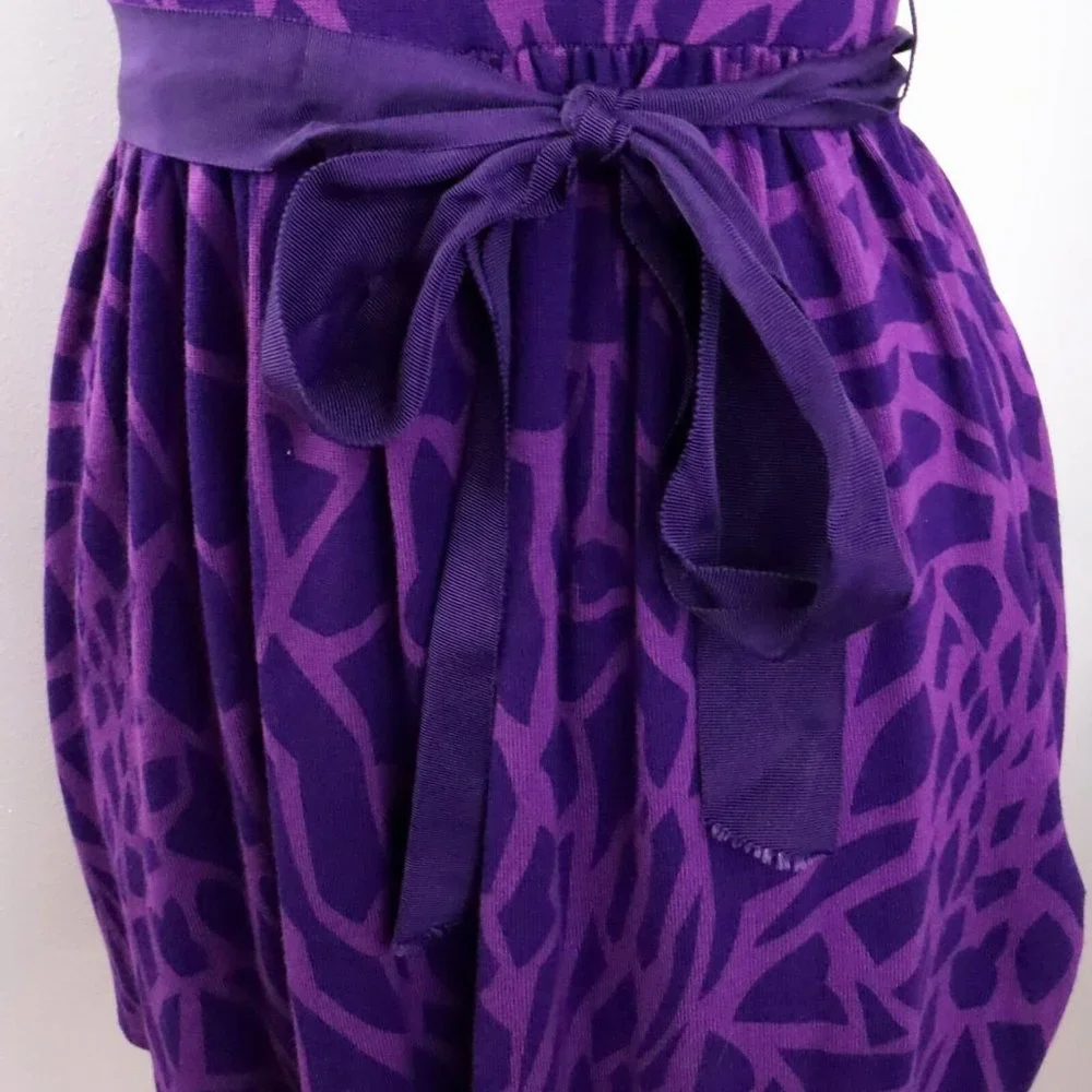 Twelve by Twelve Women's S Purple Animal Print Knit One-Shoulder Sleeveless Top - Picture 6 of 11